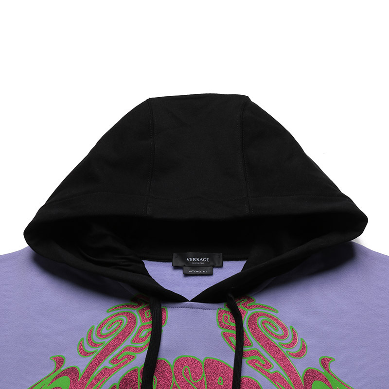 范思哲 VERSACE 男士棉质宽松版薄绒款连帽长袖卫衣运动衫1003985 1A02859