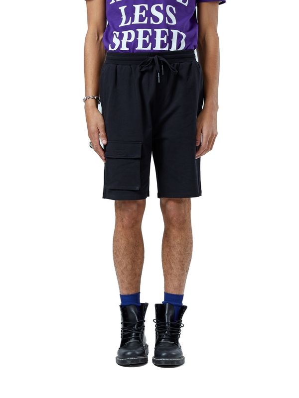 黑鲸印花休闲中裤男2019夏季个性贴袋休闲裤子男CKMCJ29025A