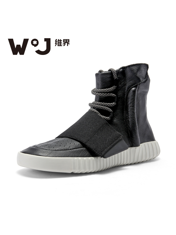 维界男士马丁靴韩版英伦风潮流高帮男鞋休闲鞋真皮短靴子皮靴春季