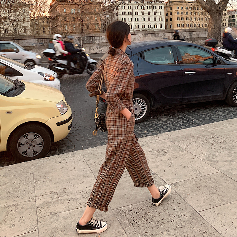 hyco现秋季新款格子工装连体裤