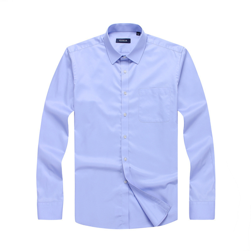 youngor雅戈尔衬衫男装春款长袖衬衣男全棉免烫蓝色衬衫官方7085视频