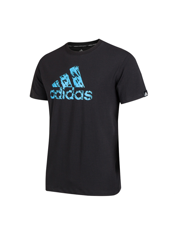 阿迪达斯adidas跆拳道新款男装训练跑步短袖运动休闲T恤-ADICTT_0 黑蓝色 2XL