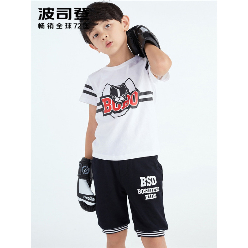 波司登童装裤子2018夏季新款男童字母印花收口短裤C821CM1128