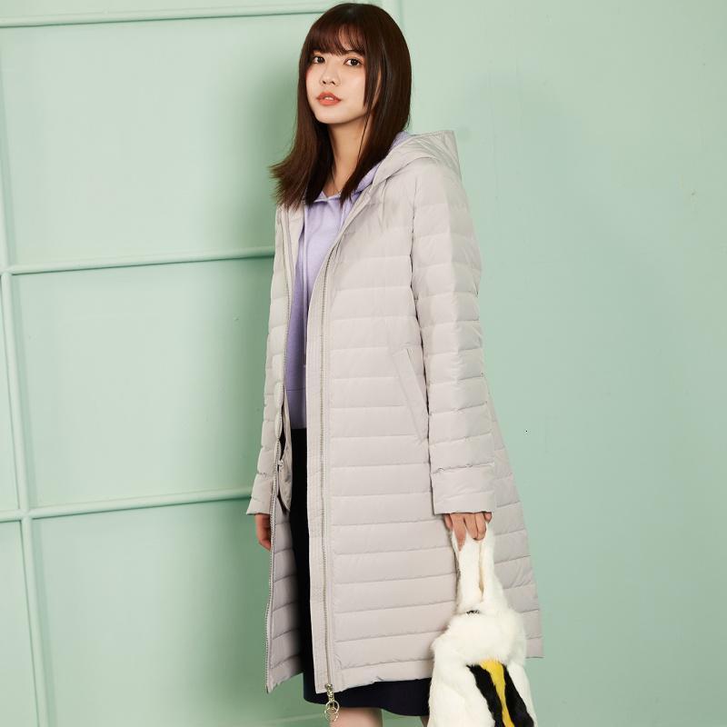 拉夏贝尔羽绒服女2019冬季新款时尚韩版宽松中长款过膝轻薄白鸭绒学生外套70010902