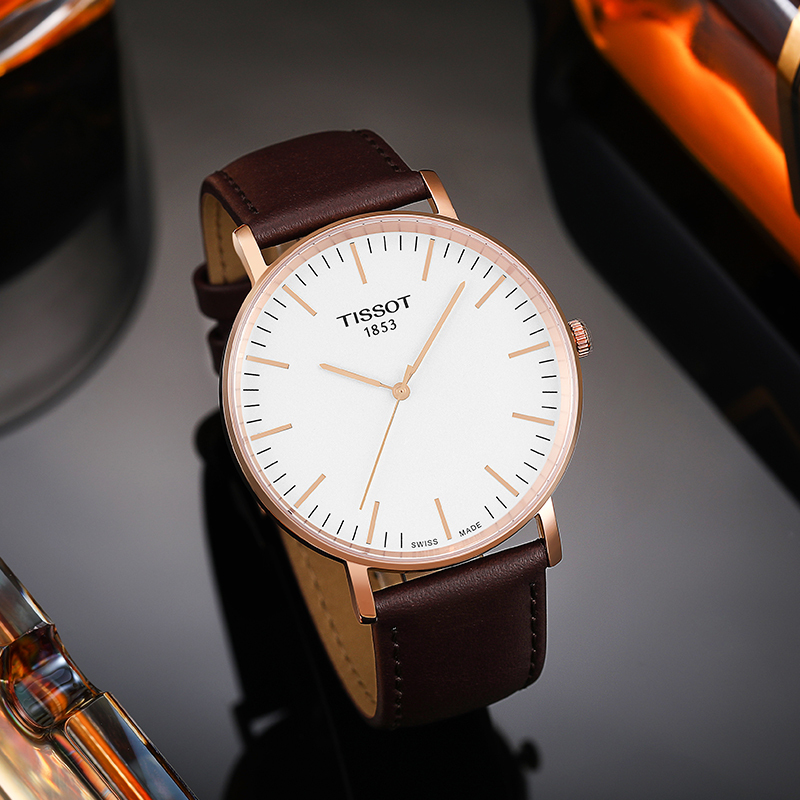 天梭(TISSOT)魅时系列时尚简约休闲商务皮带石英男士手表T109.610.36.031.00