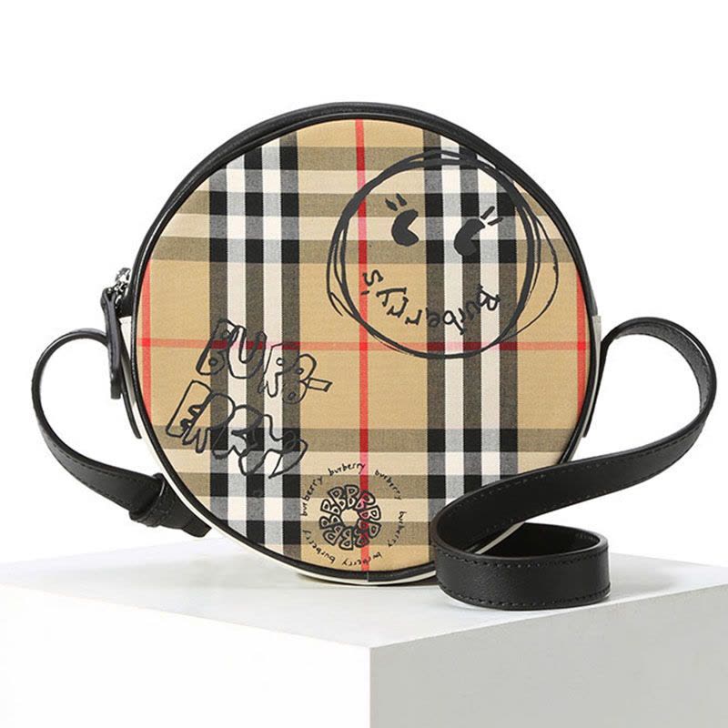 预定BURBERRY/博柏利 格纹圆饼斜挎包 18x18x6CM图片