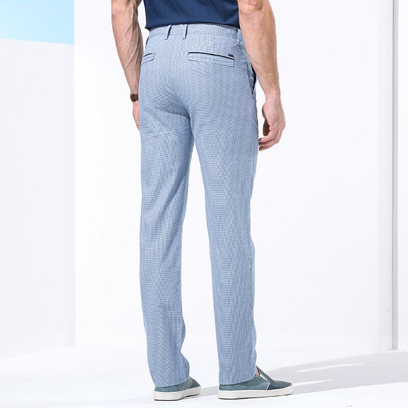 九牧王休闲裤正品男装男士夏薄款商务休闲裤男士百搭长裤子标准版蓝色