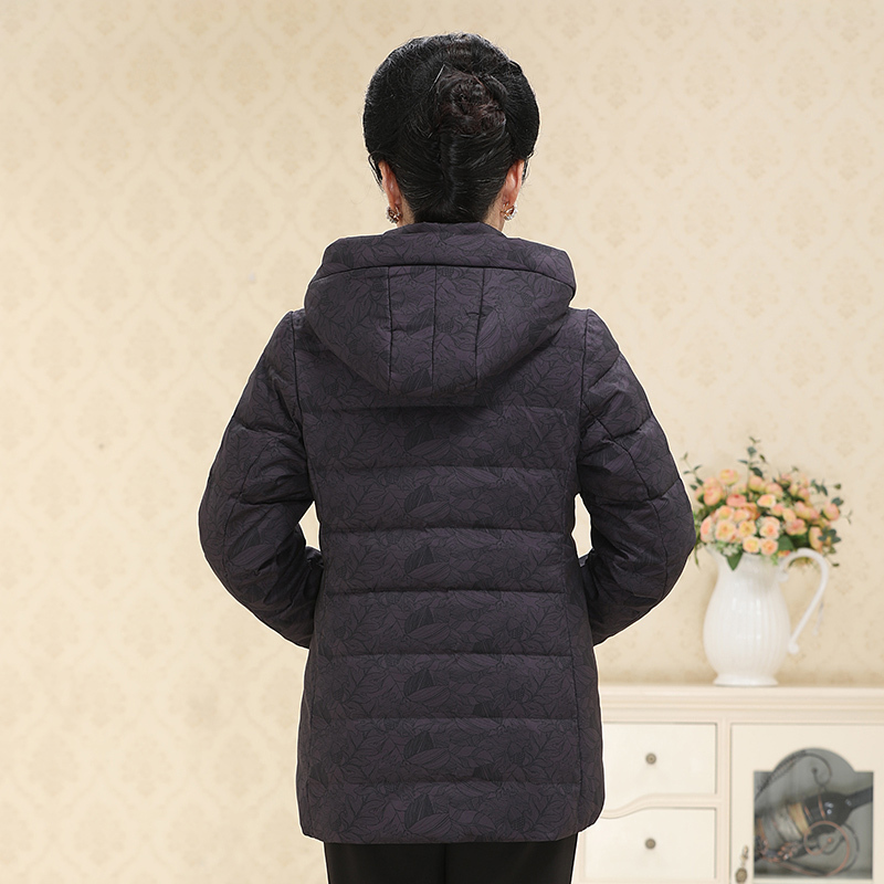 千仞岗冬季新款中老年羽绒服中长款可脱卸帽羽绒服外套