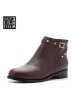 SATURDAYMODE牛皮革粗跟圆头休闲短靴MD64116218