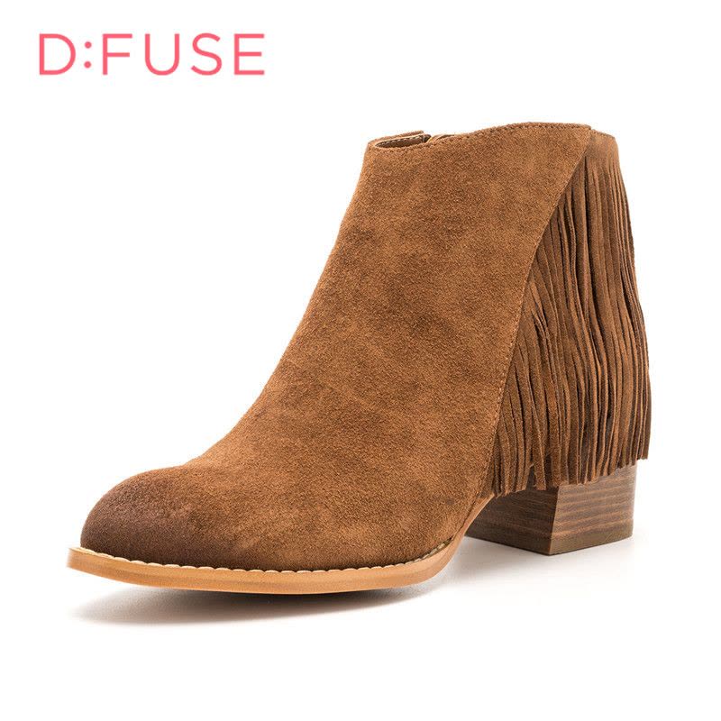 迪芙斯D:FUSE牛皮尖头中跟套脚流苏深口女鞋DF64117309图片