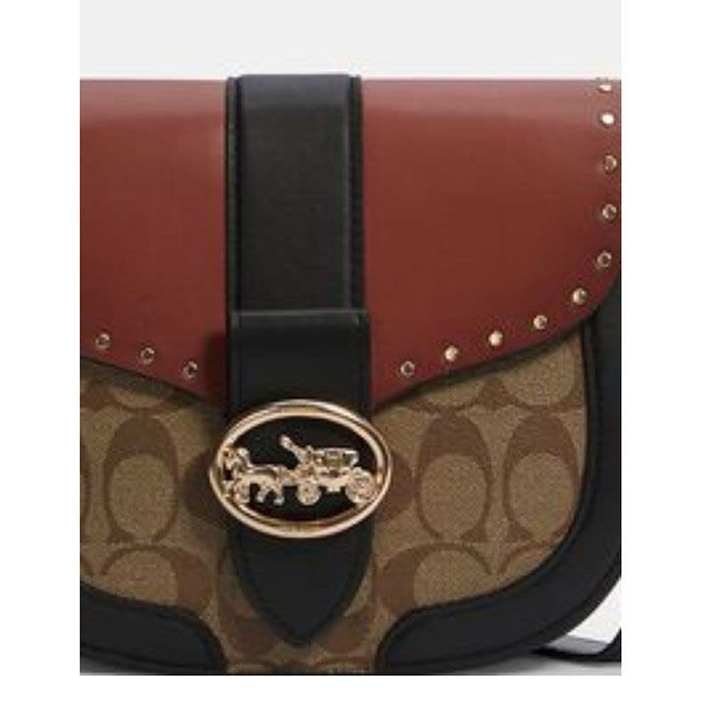 COACH 马鞍包 马车标 织物拼皮 C3593图片