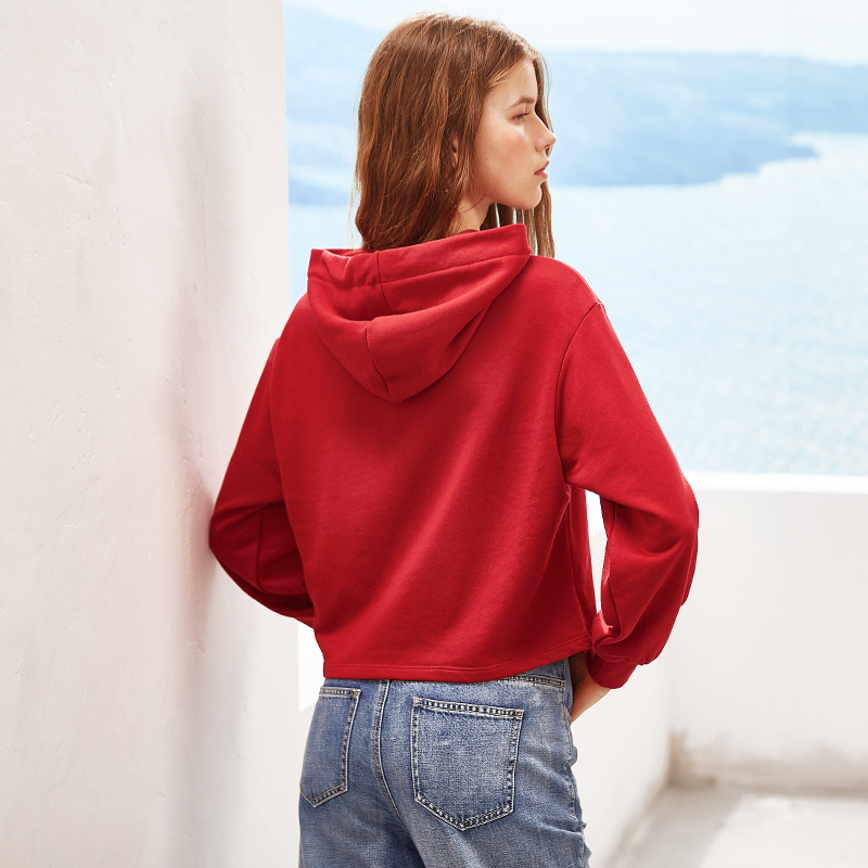 A21以纯线上品牌2018春装新品女装卫衣女宽松连帽抽绳长袖衫卫衣4812310027