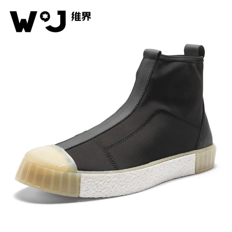 维界时髦贝壳头新品撞色高帮板鞋男图片
