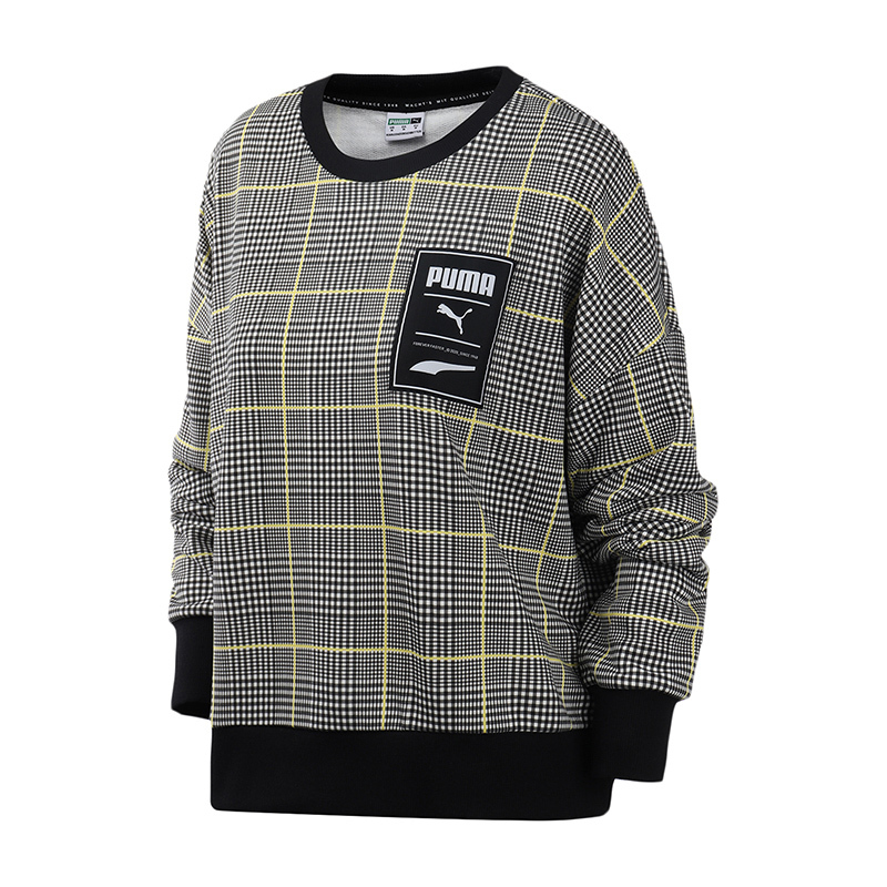 PUMA彪马女装运动服刘雯同款休闲复古格纹百搭卫衣597892