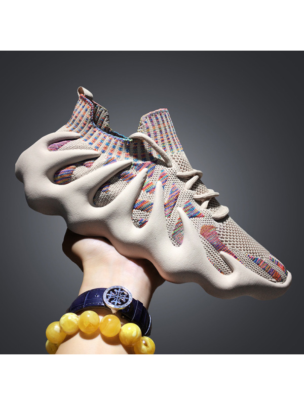 Ceba2021秋季新款火山椰子鞋拼色飞织炫酷运动休闲鞋时尚户外跑步男鞋