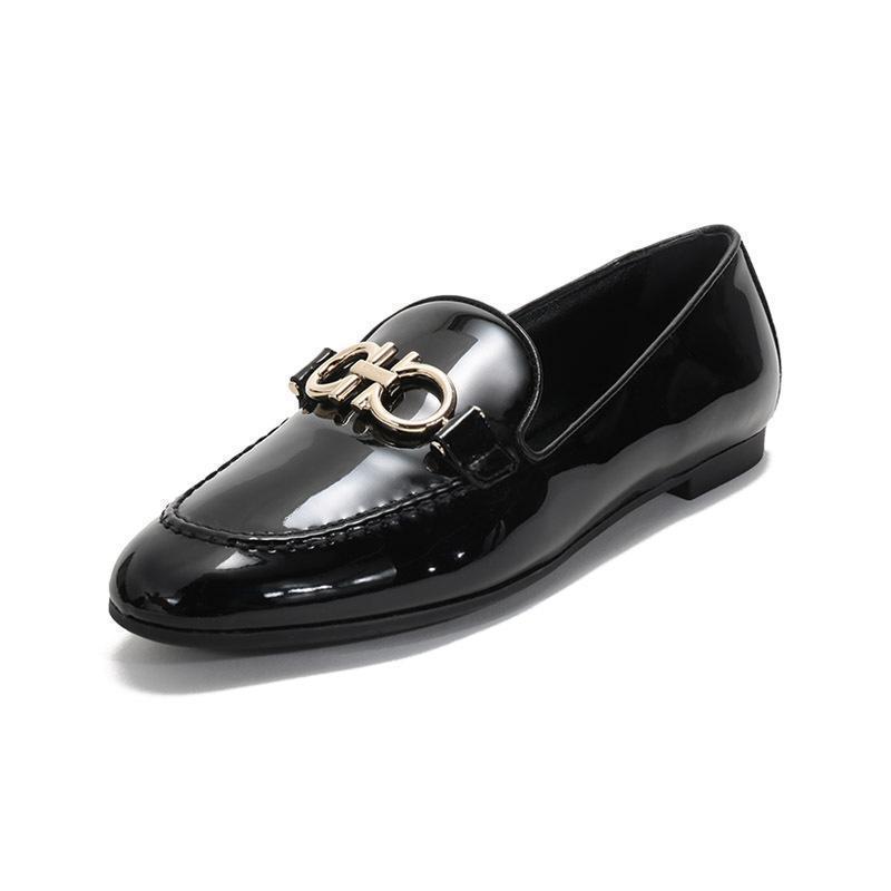 Ferragamo 菲拉格慕 女士 TRIFOGLIO系列皮革GANCINI莫卡辛鞋单鞋平底鞋0727758