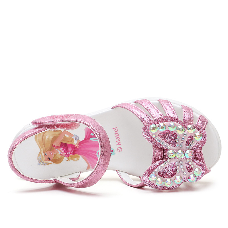 芭比童鞋女童凉鞋儿童公主鞋2019夏季新款软底小女孩时尚闪光鞋子
