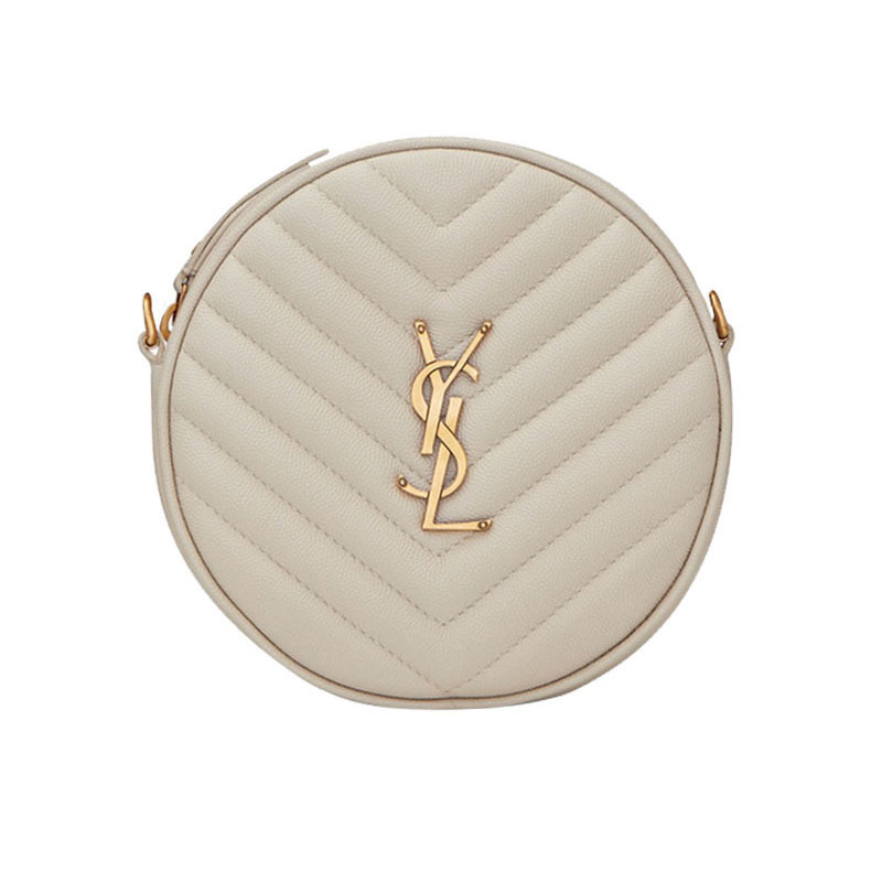 【预定】YSL/圣罗兰 VINYLE V形纹绗缝粒面压印皮革圆形相机包 17*17*5.5CM
