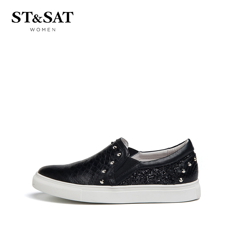 St&Sat/星期六单鞋女牛皮时尚圆头乐福鞋女鞋SS71112263