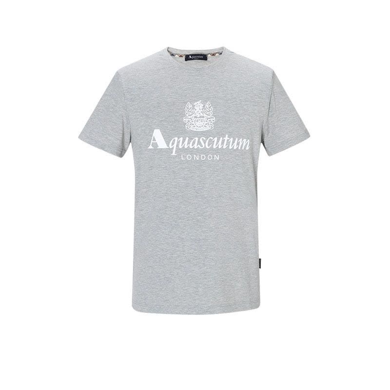 雅格狮丹AQUASCUTUM 男士T恤 LOGO印花棉质QMT001M0图片