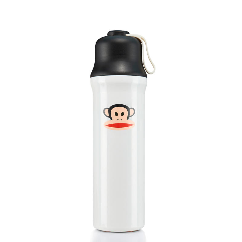 大嘴猴(PaulFrank)便携户外运动水杯不锈钢保温杯男女士茶杯540ML 经典钛白