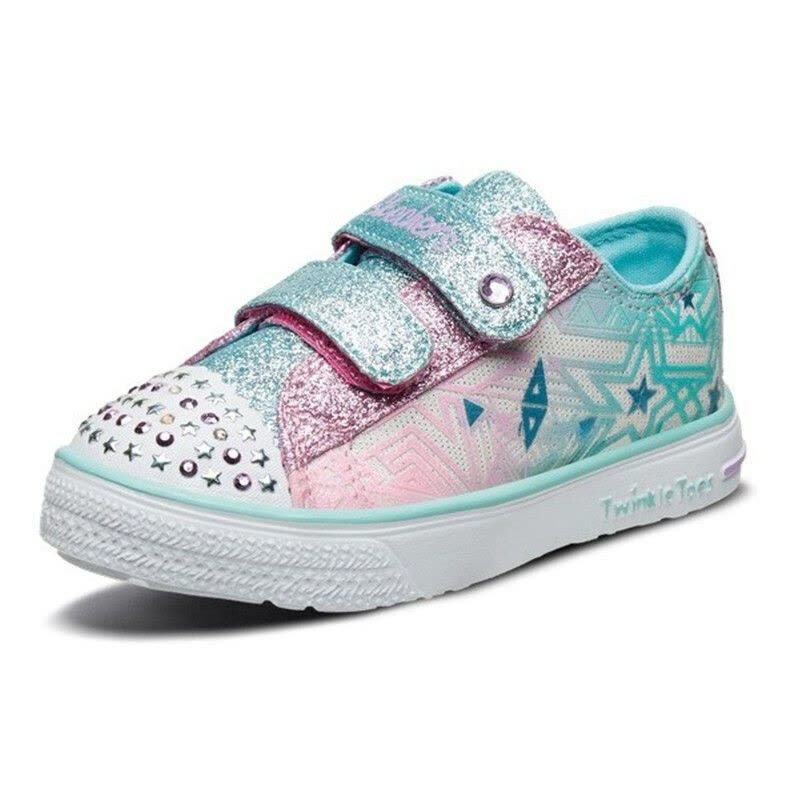 斯凯奇（SKECHERS）童鞋低帮可爱帆布鞋时尚闪钻印花魔术贴休闲鞋10728N图片