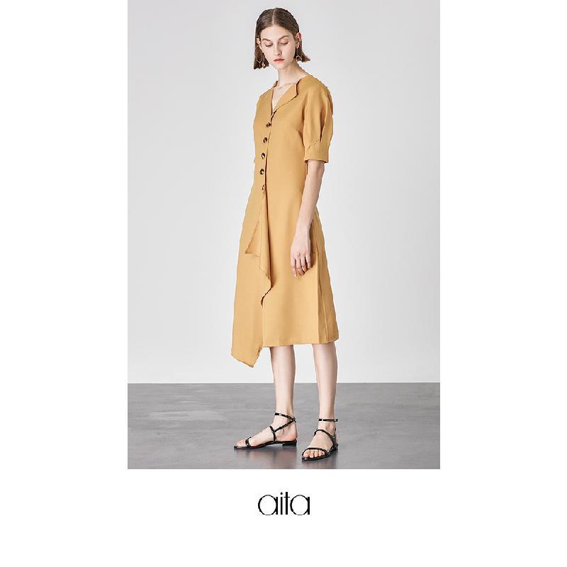 aita艾塔夏季新款圆头仙女风凉鞋女平底露趾细带组合罗马鞋