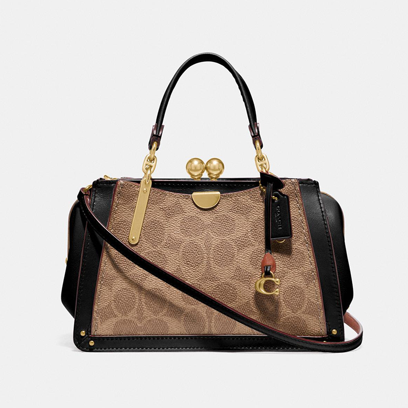 蔻驰coach经典标志帆布吻锁dreamer21号女士单肩手提包黑色73936b4nq6