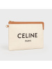 【预定】CELINE/思琳 CELINE标识织物面料和小牛皮饰带手拿包 10E63