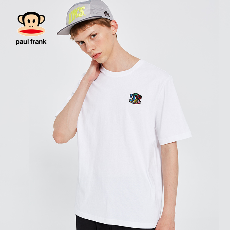 Paul Frank/大嘴猴2019夏季新款T恤男纯棉印花简约韩版休闲体恤潮