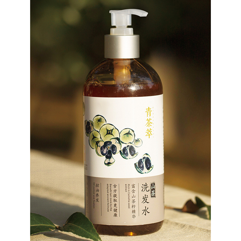 青茶萃 山茶籽精华洗发露500ML 持久控油 养根韧发 无硅油洗发水