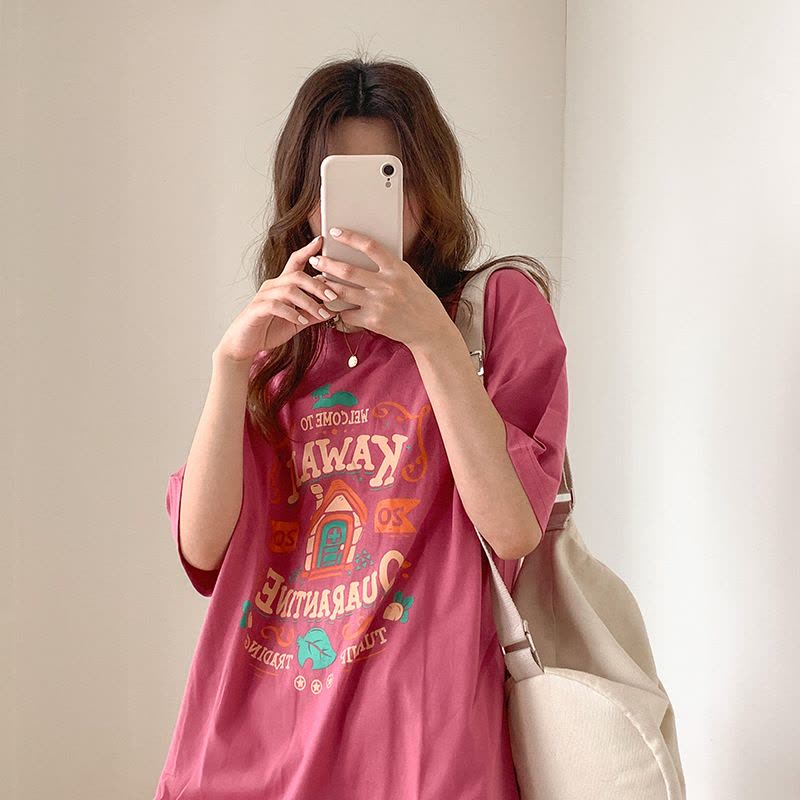 含棉宽松大码情侣装夏季新款大码短袖T恤女闺蜜装中长款上衣女装图片