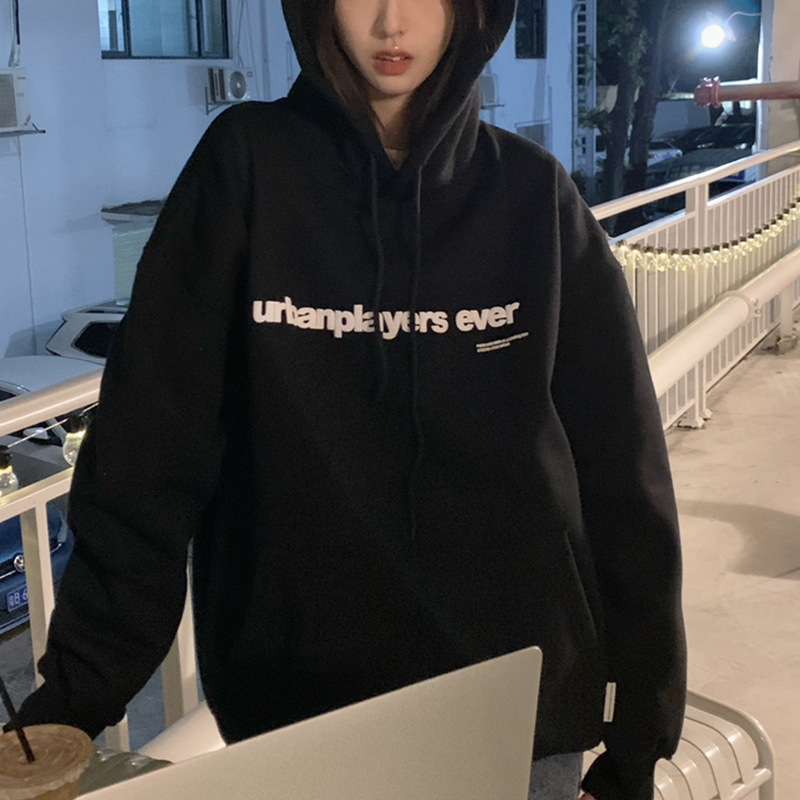 加绒连帽卫衣女秋冬宽松韩版新款女士学生上衣女装东南亚