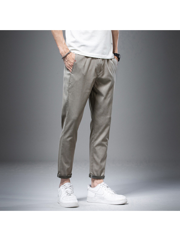 Ceba个性修身休闲夏裤薄款潮流韩版百搭弹力天丝裤子男裤简约九分男装