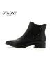 St&Sat/星期六冬新款切尔西短靴女牛皮尖头铆钉女靴子SS64117071
