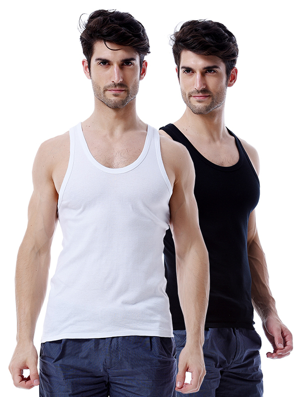 恒源祥男士背心纯棉家居打底汗衫跨栏背心夏季青年运动款修身薄无袖