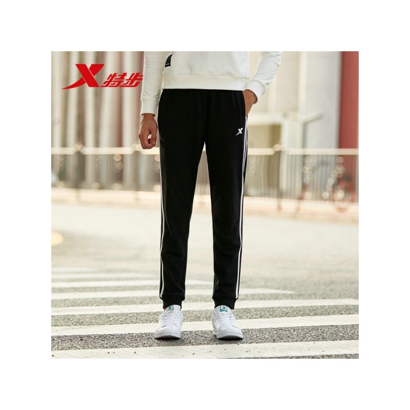 特步男运动裤2018秋季男裤轻便简约男子针织长裤综训运动健身休闲裤