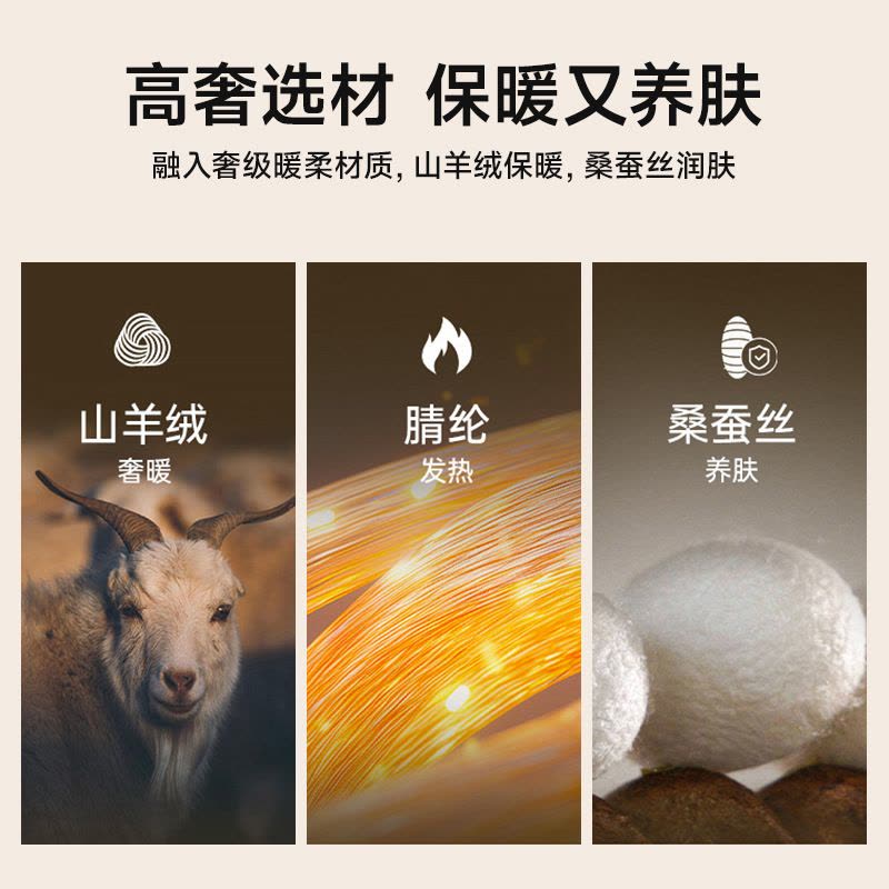 秋冬季羊绒蚕丝保暖内衣女圆领无痕保暖套装修身发热秋衣秋裤图片