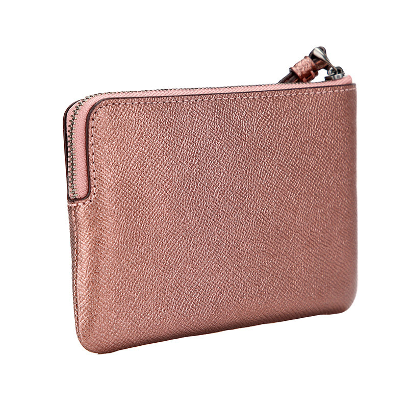 coach蔻驰奢侈品女士紫粉色人造革短款手拿包零钱包礼物送女友f58032