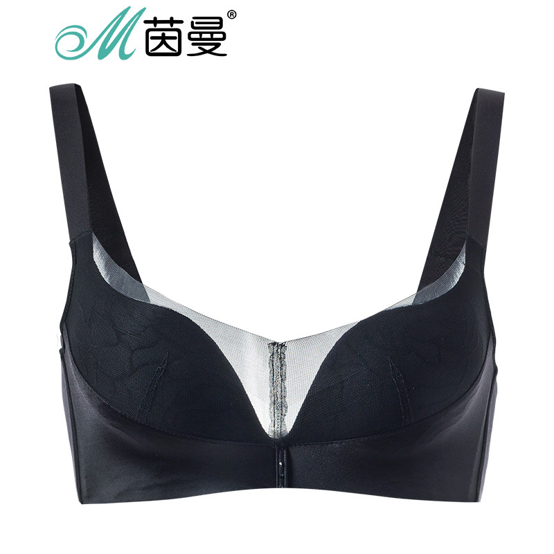 茵曼内衣网纱蕾丝文胸聚拢 无钢圈性感女黑色胸罩 9881432047