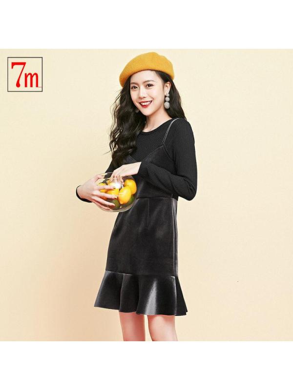 7M吊带针织连衣裙女新款修身气质韩版显瘦假两件吊70009452