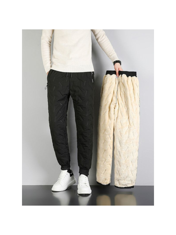 冬季棉裤男加肥加大码羊羔绒冬季外穿保暖宽松直筒休闲裤
