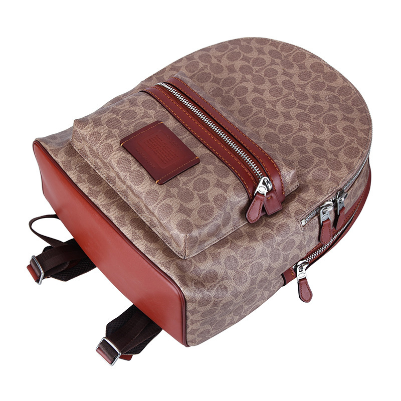 COACH 蔻驰 奢侈品 男士专柜款卡其色PVC双肩背包