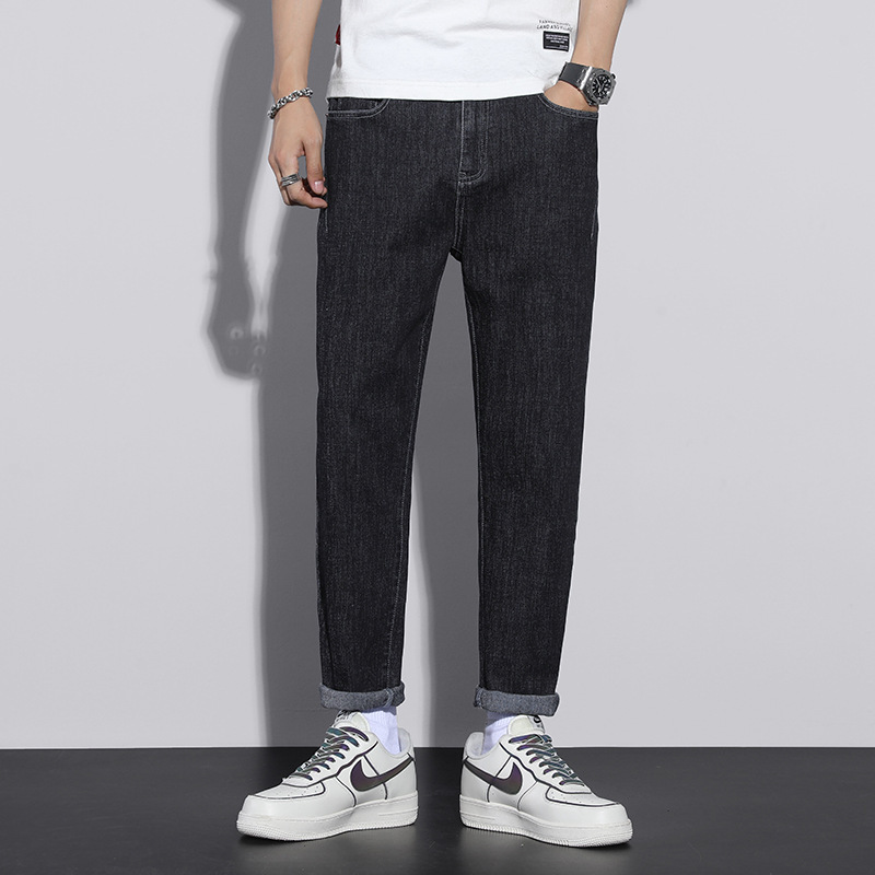 ceba青年潮男牛仔裤宽松舒适直筒哈伦裤男士春夏季新款透气休闲长裤子