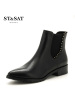 St&Sat/星期六冬新款切尔西短靴女牛皮尖头铆钉女靴子SS64117071
