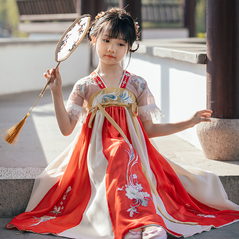 旗铂Qibo翎羽红色汉服中国风唐装超仙春装襦裙古装连衣裙
