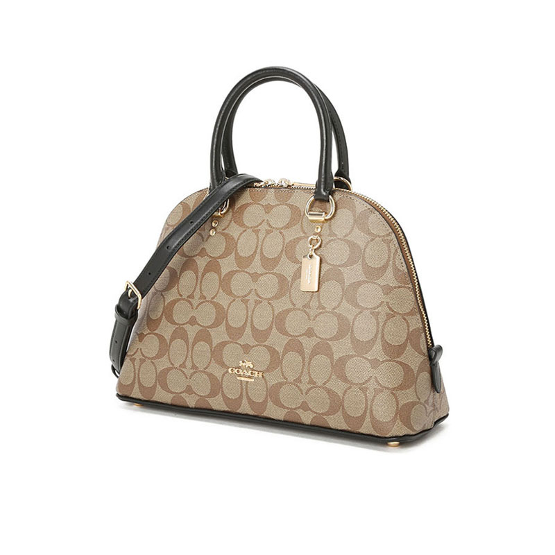 COACH 蔻驰SIERRA SATCHEL 女士斜挎包 贝壳包 字母马车标织物F2558金扣