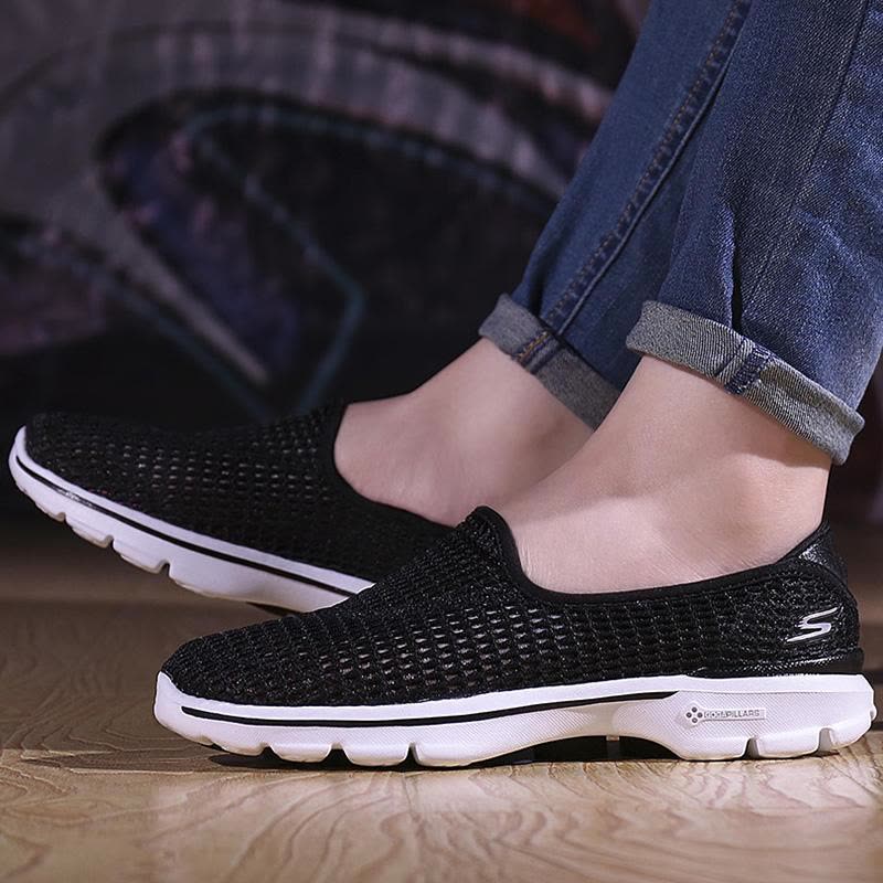 Skechers斯凯奇女鞋春款板鞋镂空面GOWalk3透气舒适休闲鞋14054图片