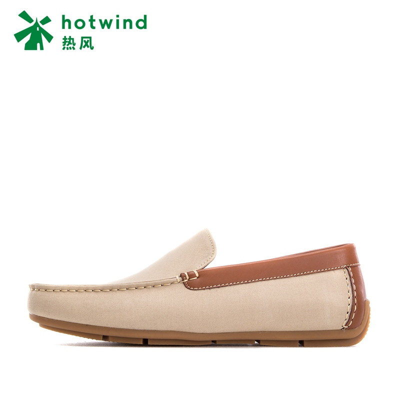 热风hotwind豆豆鞋男懒人鞋平跟男士简约拼色休闲鞋潮h40m7137