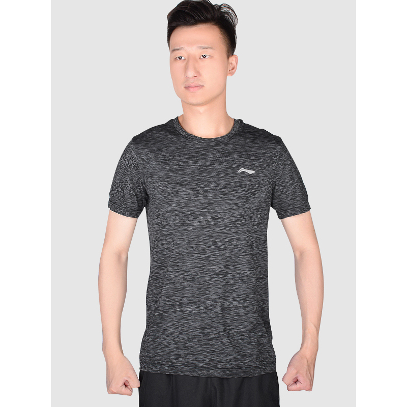 李宁(li-ning)短袖t恤男士夏季速干轻薄透气简约舒适休闲健身跑步运动